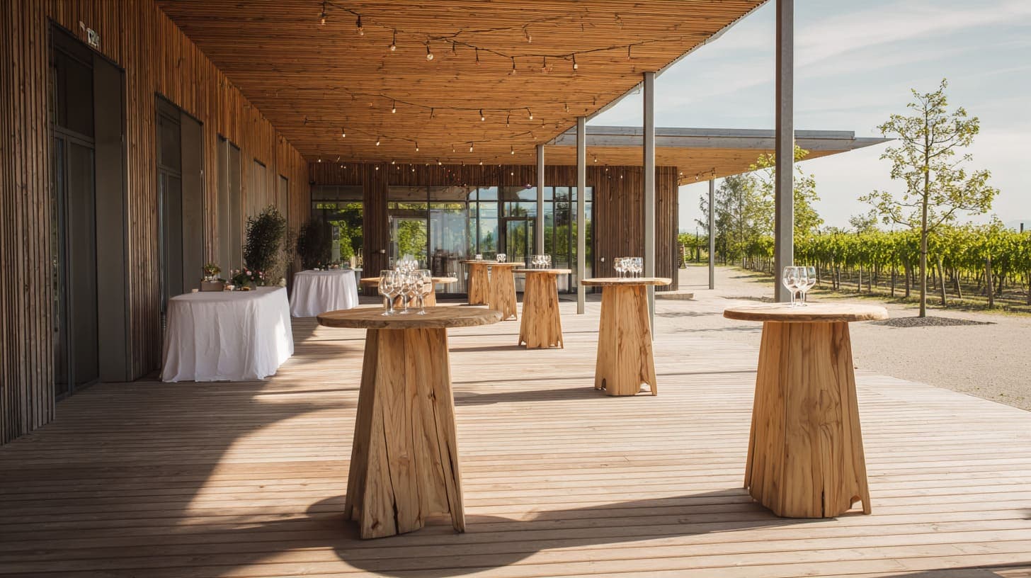 Überdachte Terrasse einer Eventlocation im Burgenland als Schlechtwetter-Option