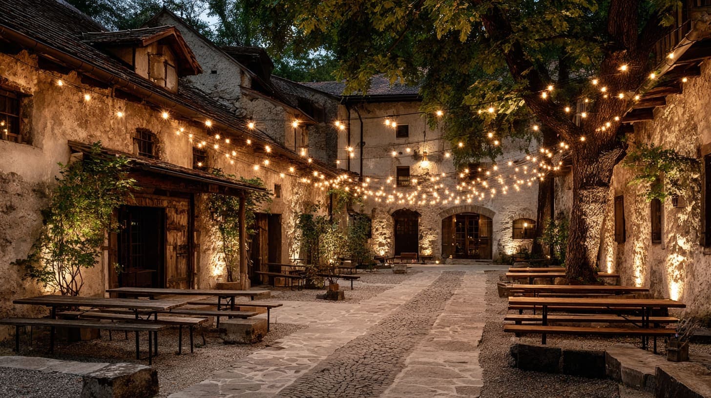 Gutshof und Außenbereich einer Eventlocation in der Steiermark