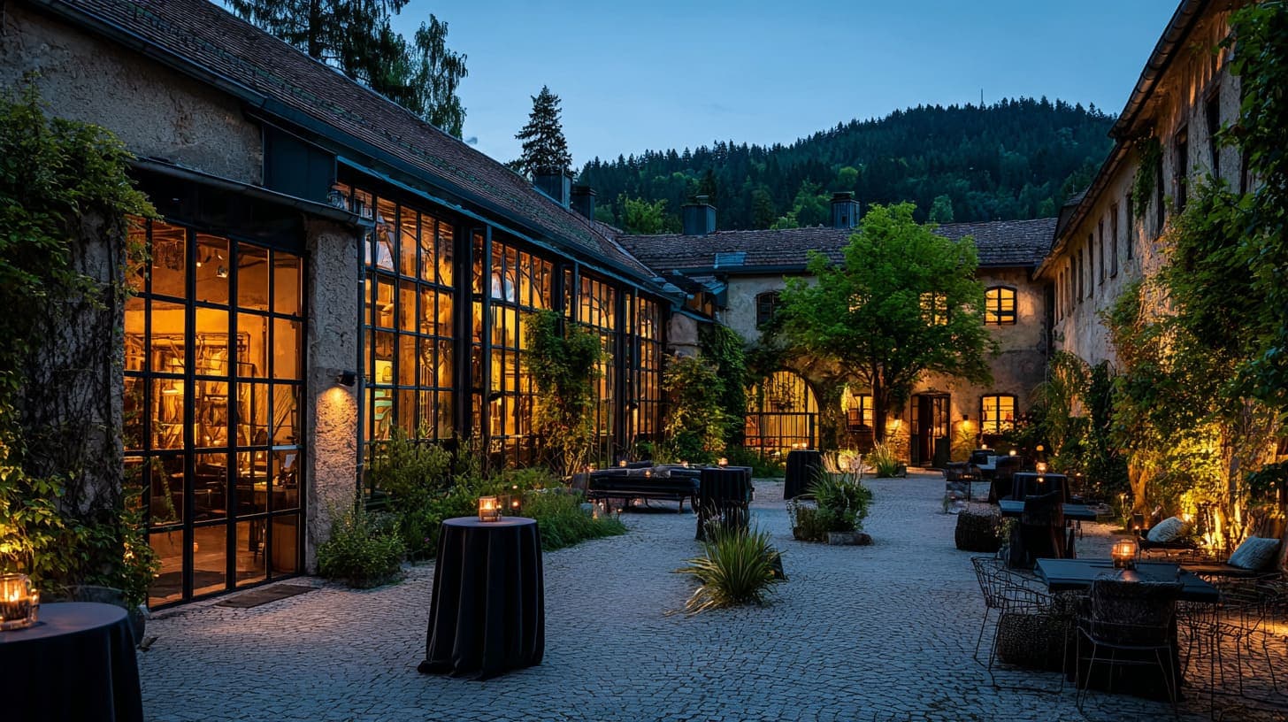 Eventlocation in der Steiermark mit stilvollem Abend-Aufbau
