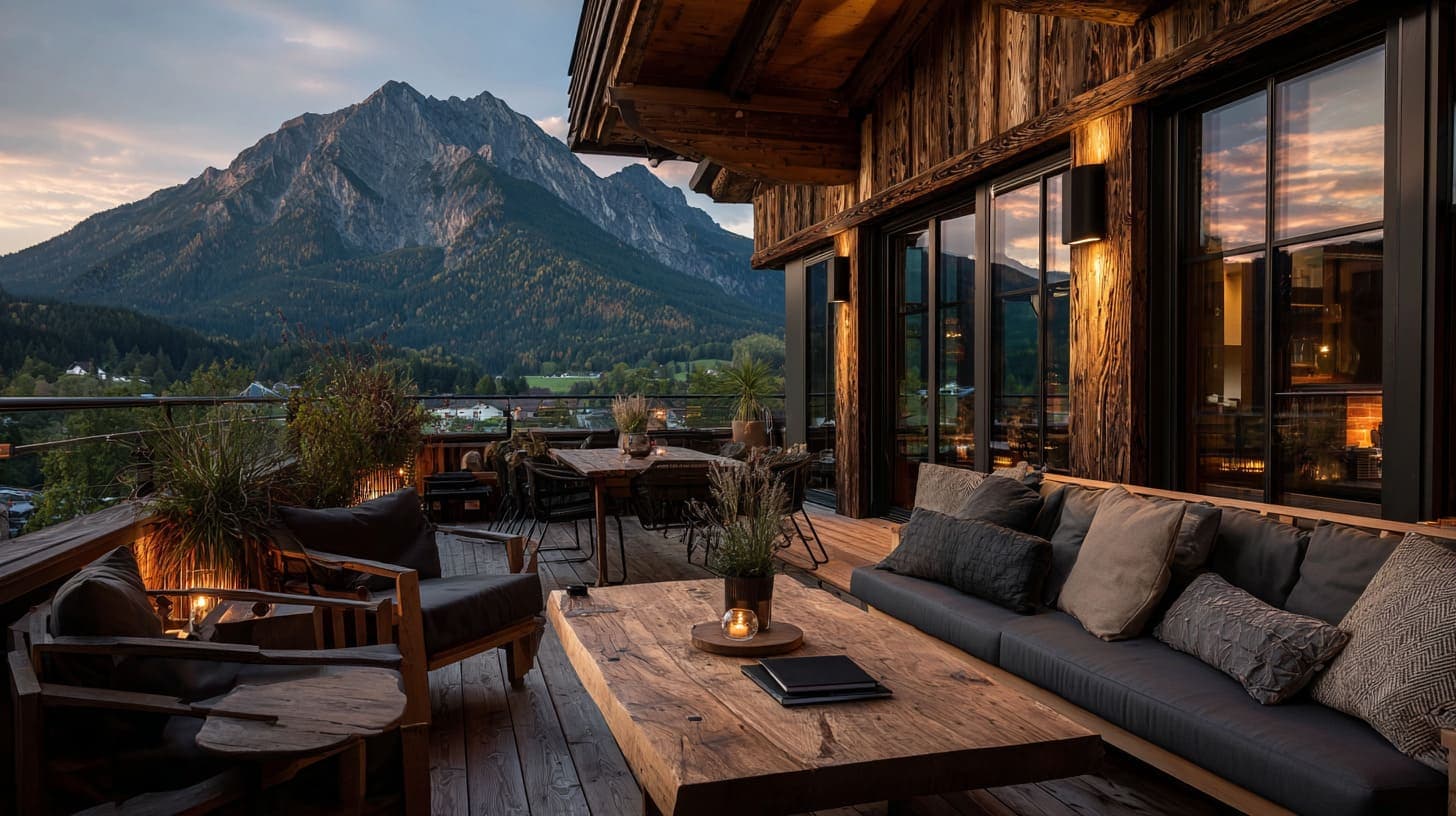 Eventlocation in Tirol mit Bergpanorama und Terrasse