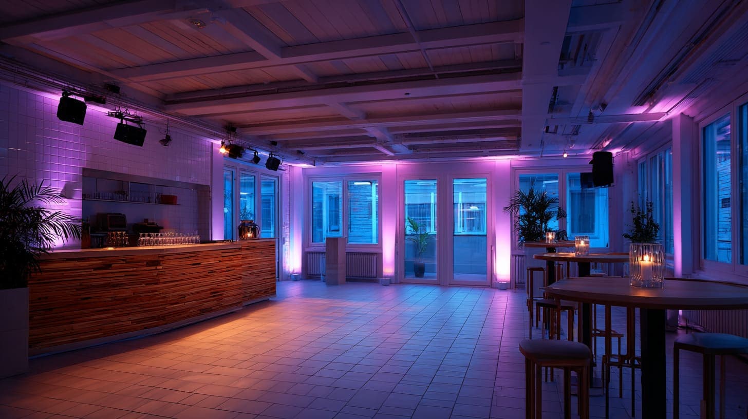 Moderner Partyraum in Wien für rund 50 Gäste mit Bar und flexibler Fläche