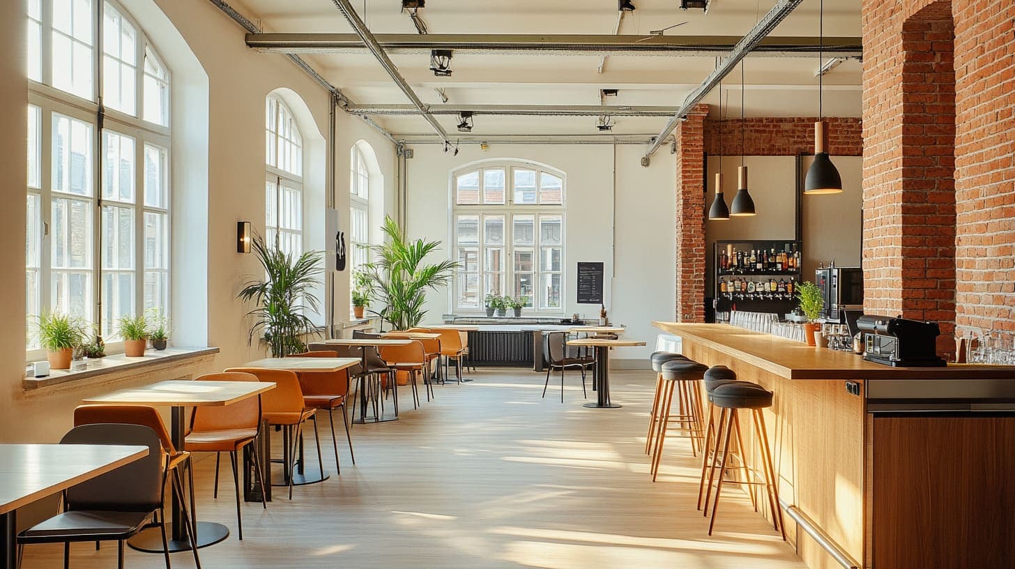 Moderne Eventlocation in Wien mit Bar, Sitzbereichen und flexiblem Setup