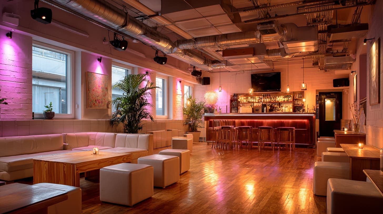 Moderne Geburtstagslocation in Wien mit Bar- und Loungebereich