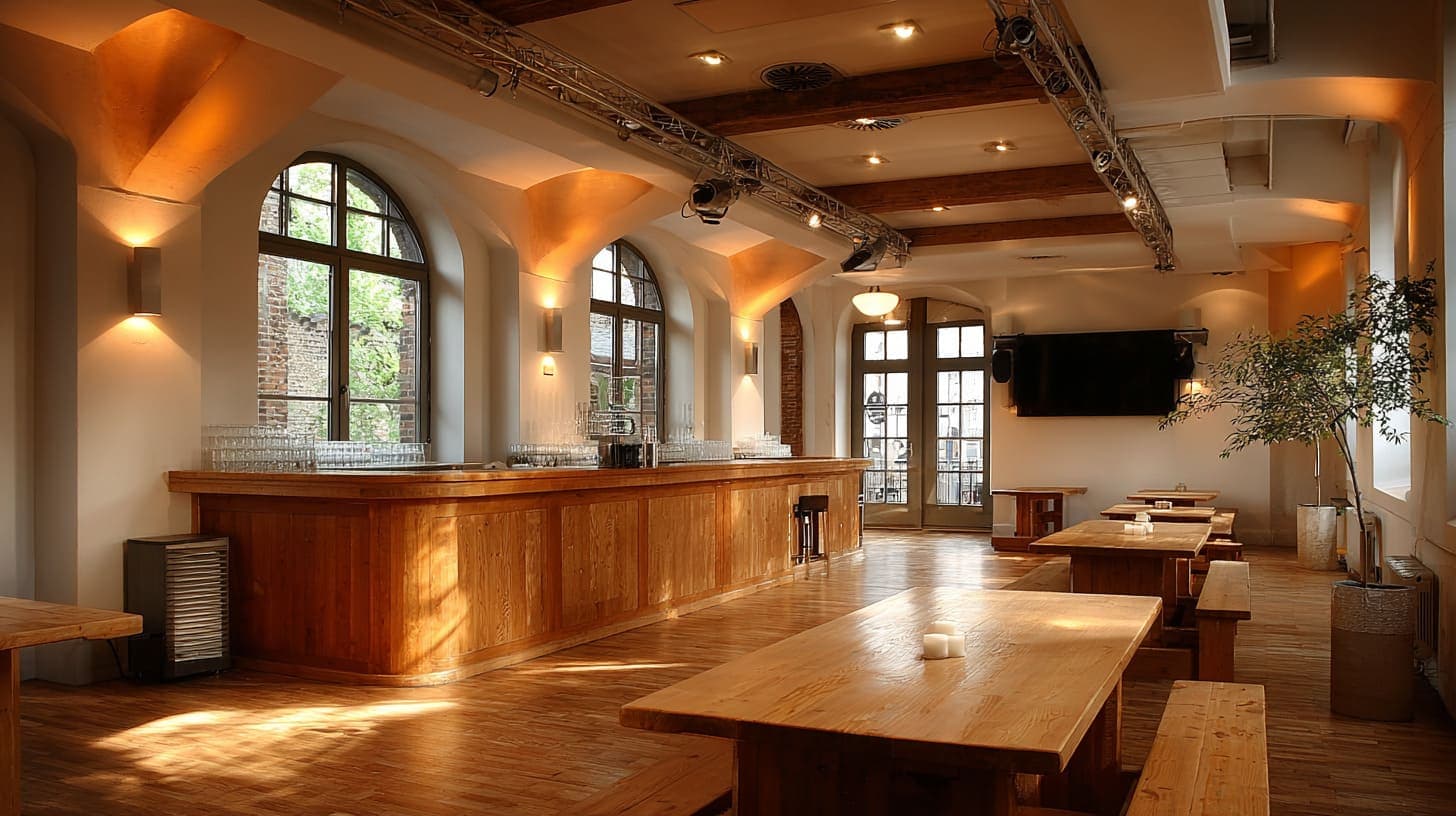 Flexible Mietlocation für einen Geburtstag mit Bar und offener Fläche