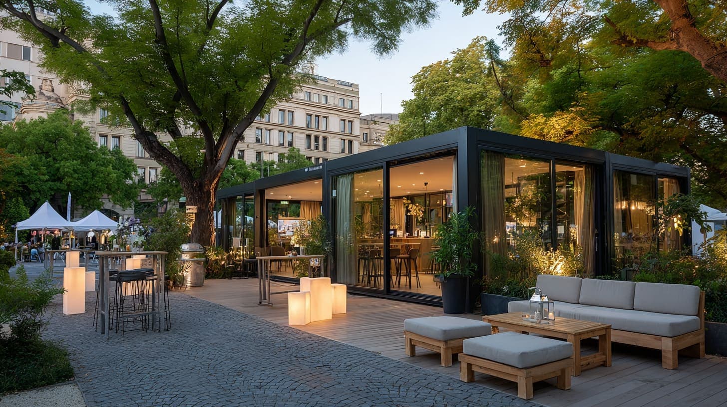Outdoor Eventlocation in Wien mit Garten und Lounge-Aufbau