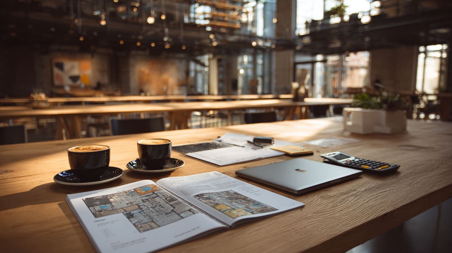 Veranstaltungsraum mit Preis- und Planungsunterlagen